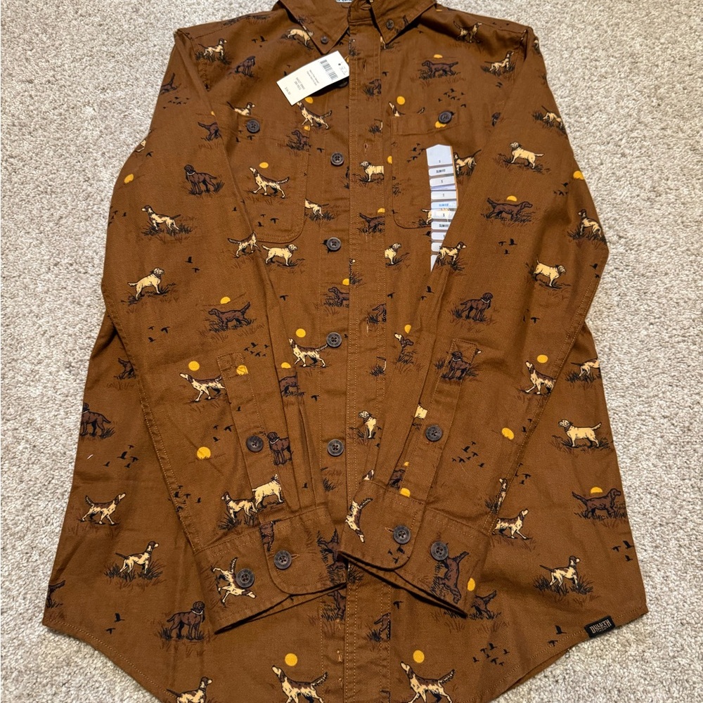 NWT Brown Dog Print Men's Shirt - Picture 2 of 10